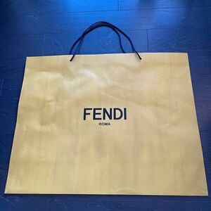 Fendi Roma xlarge Paper Shopping bag Tote with bow Gift Bag Black Rope Handle